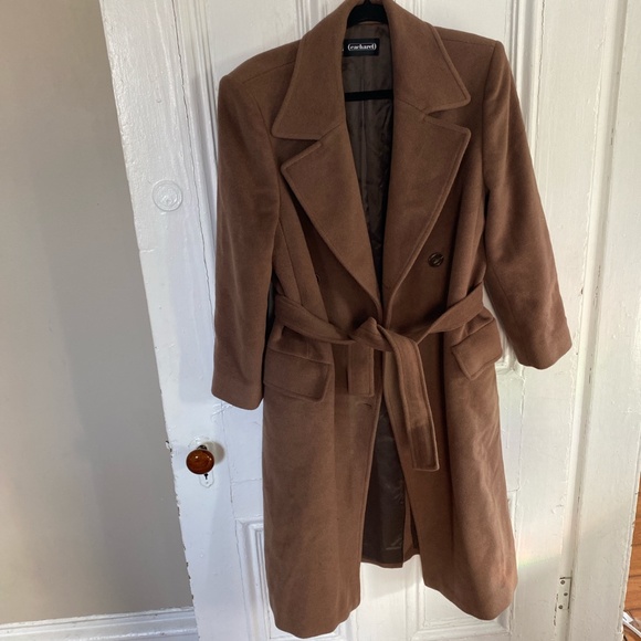 CHOCOLATE BROWN ITALIAN WOOL PEA COAT - Picture 1 of 8